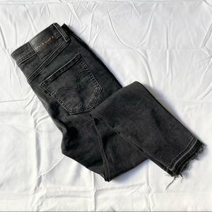 Levi's Line 8 Raw Hem Black Acid Wash Skinny Jeans